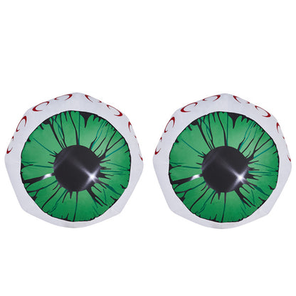 3-Foot Spooky Green-Eyed Inflatable Eyeballs (Pair) with LED Lights for Halloween Decorative Lights