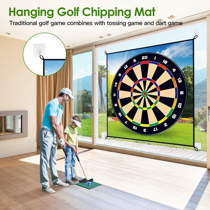 Premium Golf Chipping Game & Training Mat Set – 20 Sticky Balls, Ground Stakes, and Portable Carry Bag Included