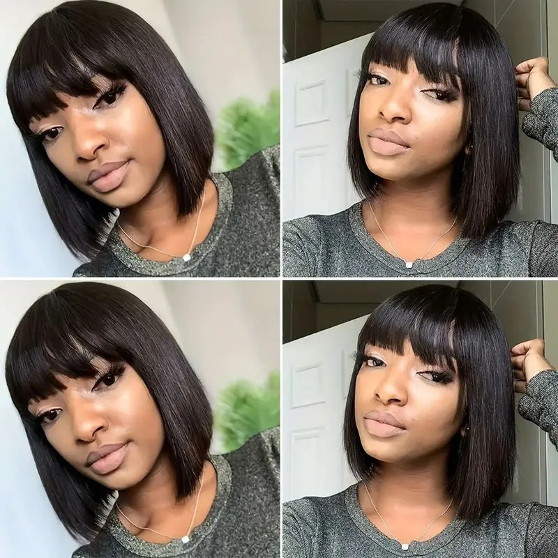 Luxurious Brazilian Remy Straight Bob Wig with Bangs