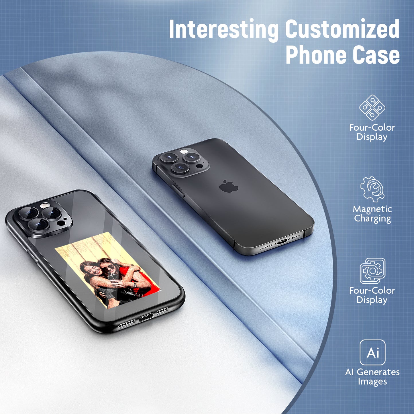 Smart Custom Ink Screen Flip Case for iPhone 15 Pro/Pro Max