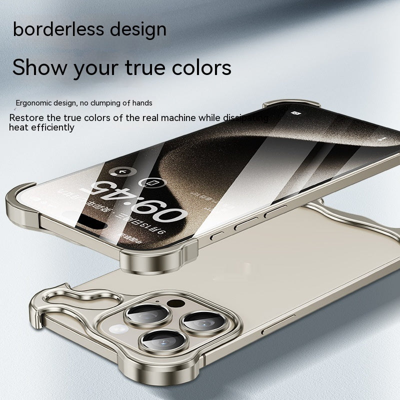 Sleek Frameless Protection: Metal Corner Guard Phone Case for iPhone 12-16 Series