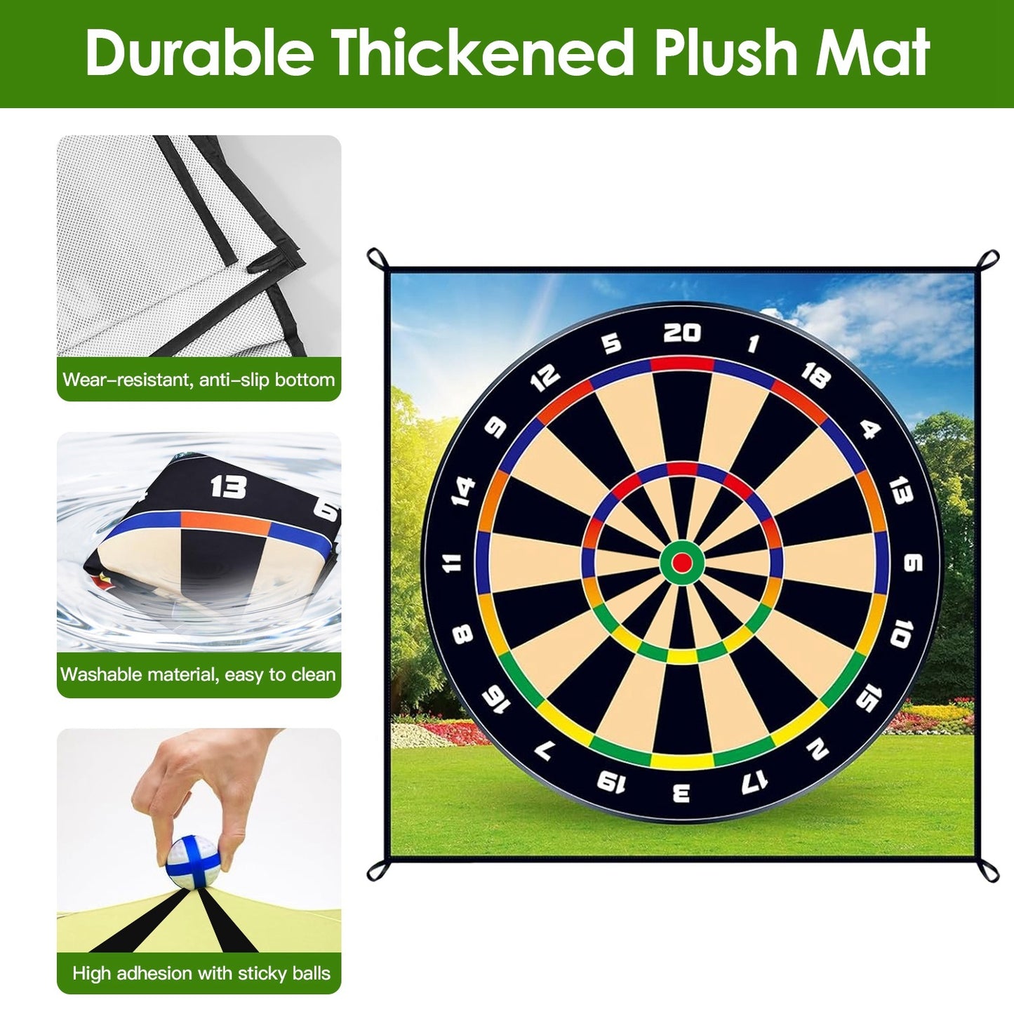 Premium Golf Chipping Game & Training Mat Set – 20 Sticky Balls, Ground Stakes, and Portable Carry Bag Included
