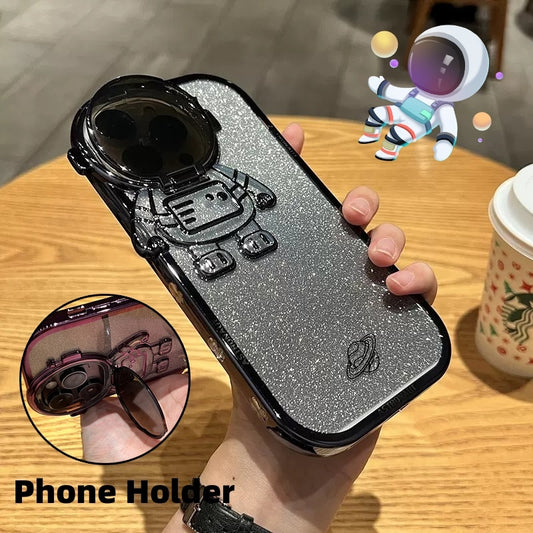 Premium Glitter Astronaut Camera Stand Phone Case
