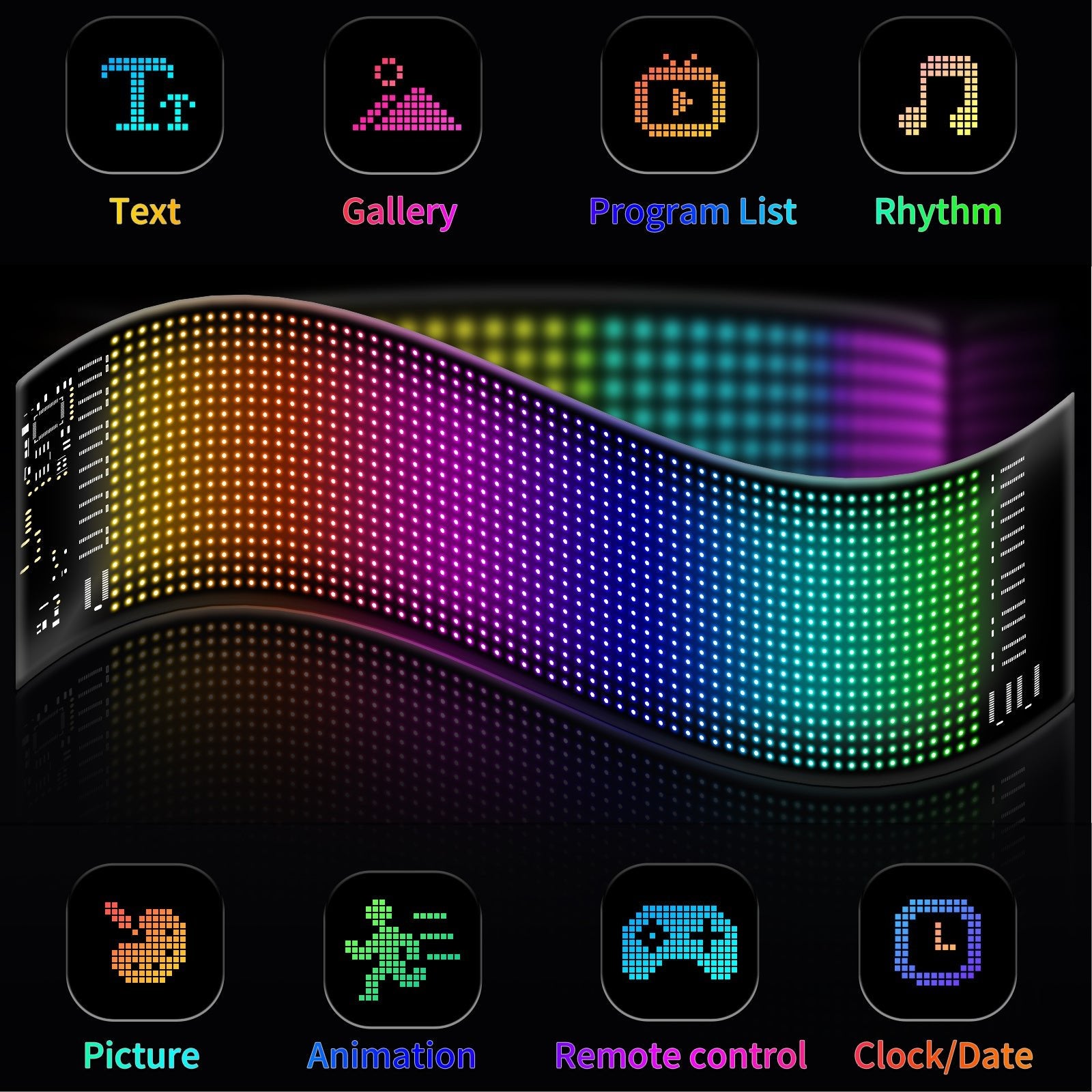 14 Inch Programmable Pixel Panel With Preloaded Animations Scrollable Display For Multi Scenario Use In Support Events Parties And Transportation - The Vibe Haven