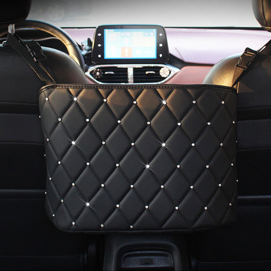 Premium Leather Car Handbag Holder & Console Organizer