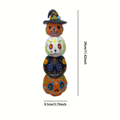 4pcs Halloween Decorations, Halloween Skull Pumpkin Statue Decorations, Pumpkin Halloween Decorations, Mexican Holiday Party Supplies