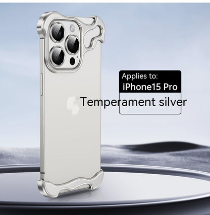 Sleek Frameless Protection: Metal Corner Guard Phone Case for iPhone 12-16 Series