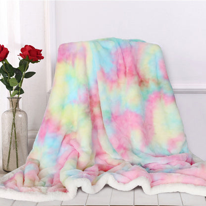 Luxury Rainbow Faux Fur Sherpa Throw Blanket - Ultra-Soft & Shaggy