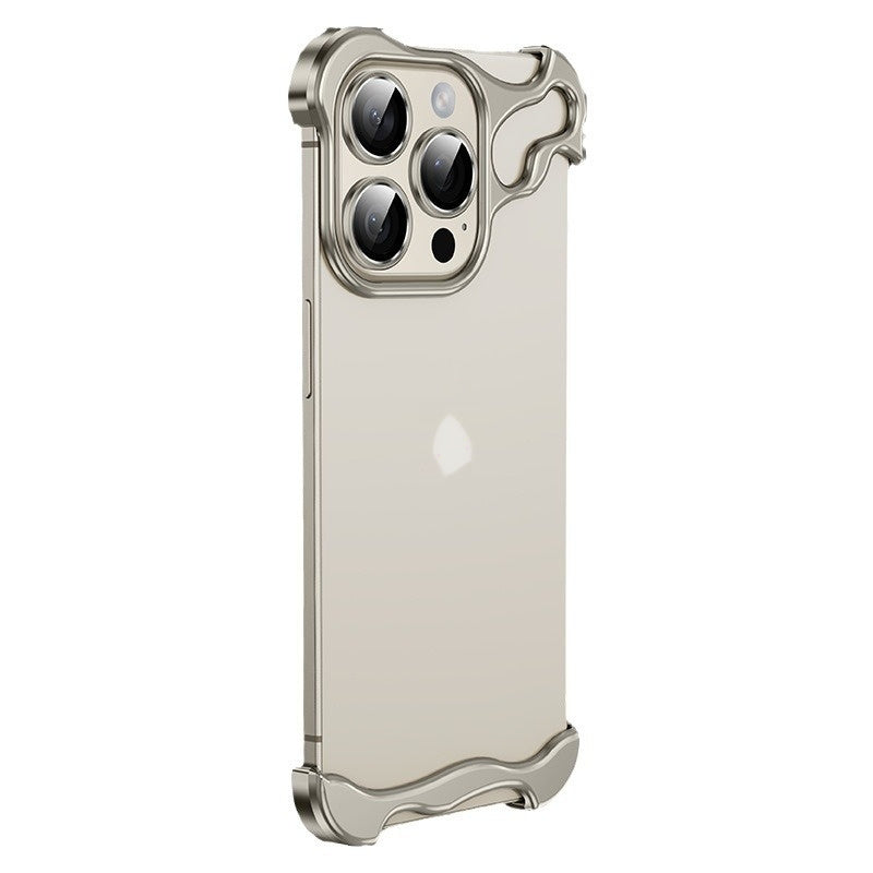 Sleek Frameless Protection: Metal Corner Guard Phone Case for iPhone 12-16 Series