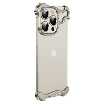 Sleek Frameless Protection: Metal Corner Guard Phone Case for iPhone 12-16 Series