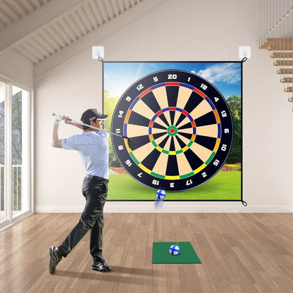 Premium Golf Chipping Game & Training Mat Set – 20 Sticky Balls, Ground Stakes, and Portable Carry Bag Included