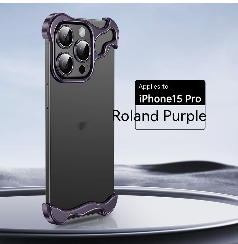 Sleek Frameless Protection: Metal Corner Guard Phone Case for iPhone 12-16 Series