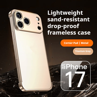 Premium Ultra-thin Frameless Lens Metal Four-corner Case for iPhone 17/17PROMAX/PRO/AIR