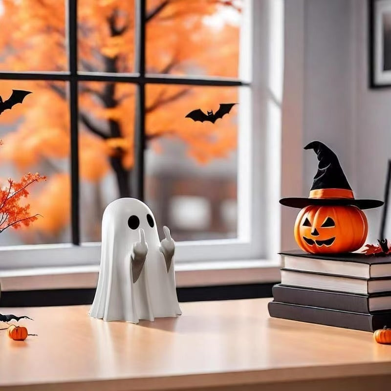 "Ghostly Greeting" Middle Finger Resin Ornament