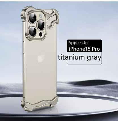 Sleek Frameless Protection: Metal Corner Guard Phone Case for iPhone 12-16 Series