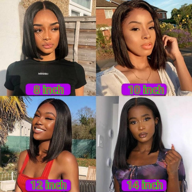 Luxurious 4x4 Transparent Lace Front Bob Wig | 100% Virgin Indian Human Hair | Glueless & Ready-to-Wear