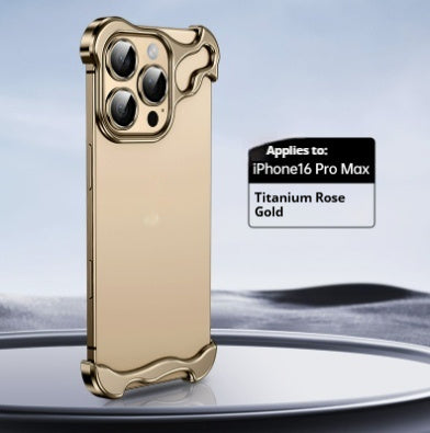 Sleek Frameless Protection: Metal Corner Guard Phone Case for iPhone 12-16 Series