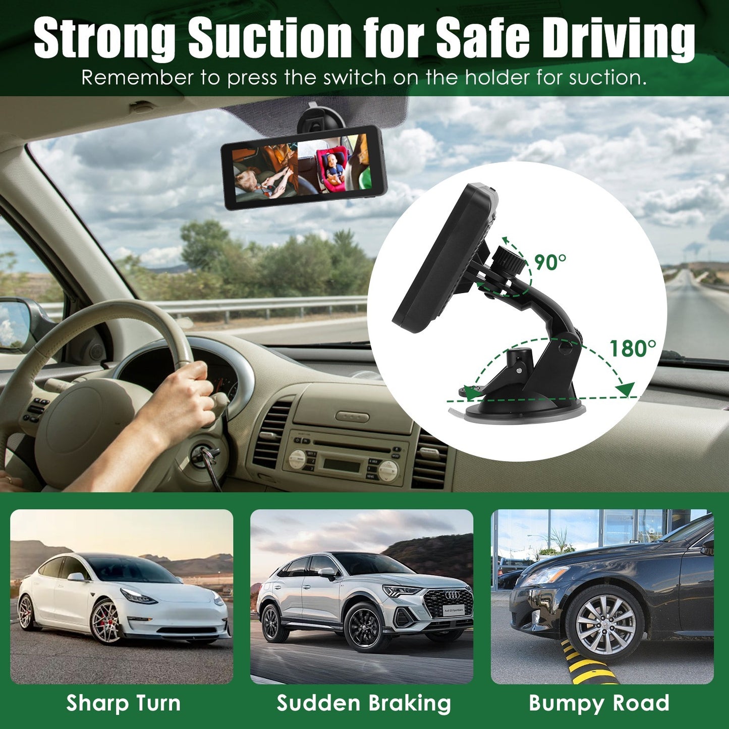 1080P Baby Car Camera For 2 Kids Dual Channel Car Baby Monitor Rear Facing Car Seat Camera With 120Degree Wide View 6.86In HD Split Screen Night Vision