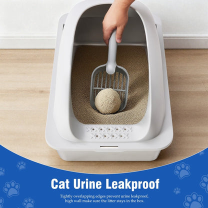 3in1 Stainless Steel Cat Litter Box With Lid, Large Cat Litter Box For Big Cats, Scoop And Mat Included Set - The Vibe Haven