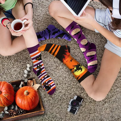 Luxury 6-Pair Seasonal Novelty Sock Set – Ultra-Soft Cotton-Blend Socks for Halloween & Christmas.
