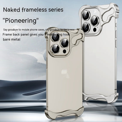 Sleek Frameless Protection: Metal Corner Guard Phone Case for iPhone 12-16 Series