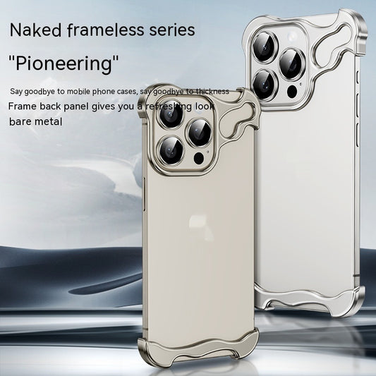 Sleek Frameless Protection: Metal Corner Guard Phone Case for iPhone 12-16 Series