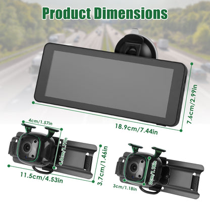 1080P Baby Car Camera For 2 Kids Dual Channel Car Baby Monitor Rear Facing Car Seat Camera With 120Degree Wide View 6.86In HD Split Screen Night Vision