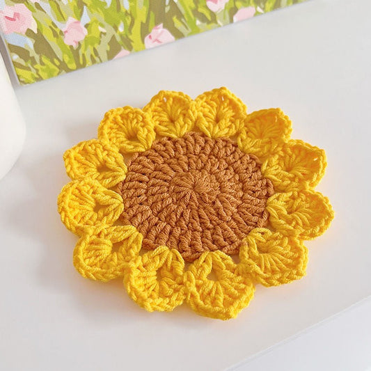 Hand-woven Flower Coaster Wool