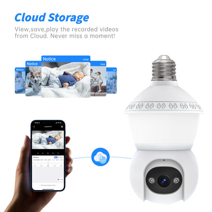 PTZ Bulb Camera E27 Full-Color Panoramic HD Wireless Light Bulb Surveillance CMOS Home WiFi Pan-Tilt Cloud