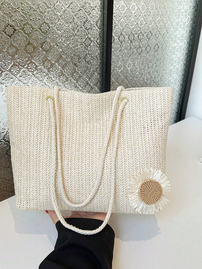 Women's Large Capacity Shoulder Bag New Style Fashion Korean Style Woven Handbag Student Tote Bag