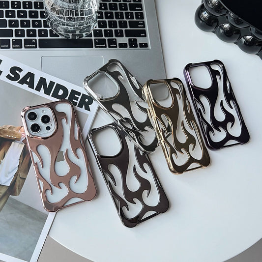 Luxe Flame-Pattern Electroplated Phone Case with Hollow Heat Dissipation