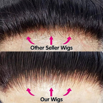 6x4 Density Virgin Human Hair Wigs Brazilian Virgin Raw Hair Transparent Lace Front Pre-Plucked Bleached Knots