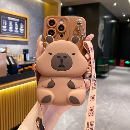 Capybara Coin Purse Phone Case For iPhone 11/12/13/14/15/16/ProMax