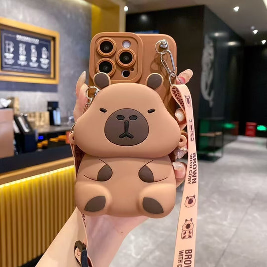 Capybara Coin Purse Phone Case For iPhone 11/12/13/14/15/16/ProMax