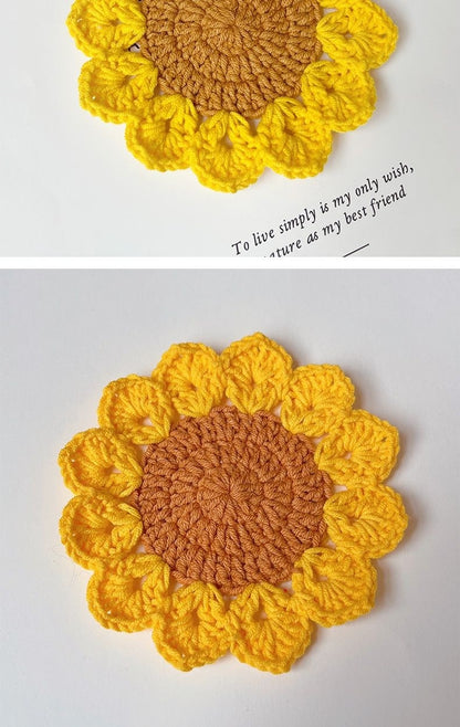 Hand-woven Flower Coaster Wool