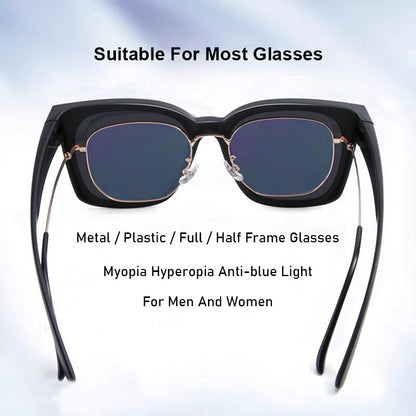 Summer Driving Sun Protection Polarized Light One Mirror Dual Use Anti Glare Trendy Sunglasses with Box