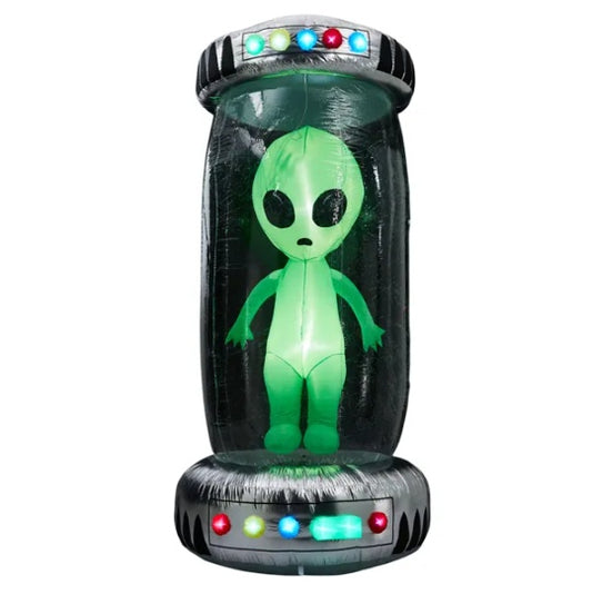 8.2FT Tall Halloween Inflatable Outdoor Decoration, Blow Up UFO With Alien Halloween Decor With Animated RGB LEDs, Prelit Blow Up Yard Decor For Halloween Holiday Party Outdoor Garden Yard Lawn Decor