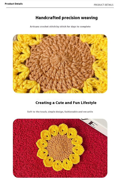 Hand-woven Flower Coaster Wool