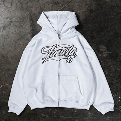 American Retro Hooded Zip-up Premium Hoodie