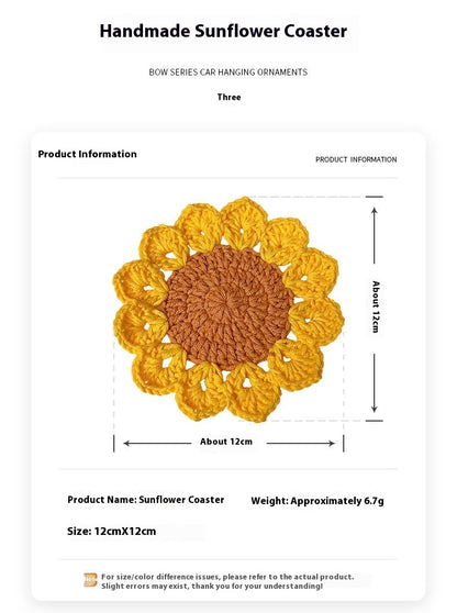 Hand-woven Flower Coaster Wool