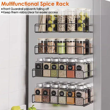 Strong Magnetic Spice Rack Set (4-Pack) - Fridge & Microwave Organizer with 44lbs Capacity