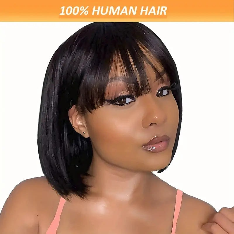 Luxurious Brazilian Remy Straight Bob Wig with Bangs
