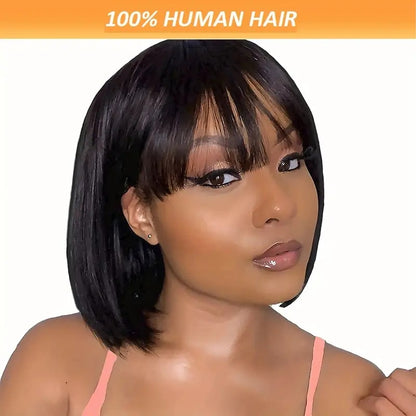 Luxurious Brazilian Remy Straight Bob Wig with Bangs