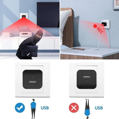 Plug & Play Discreet Security: 1080P Hidden Camera in USB Wall Charger with Motion Alerts