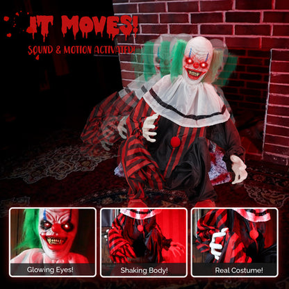 2.6 FT Animated LED Halloween Ghoul: Motion-Activated STANDING, Talking & Light-Up Yard Decoration