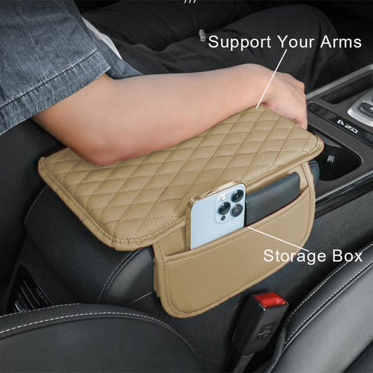 Premium Multi-Function Leather Car Armrest Organizer & Comfort Pad