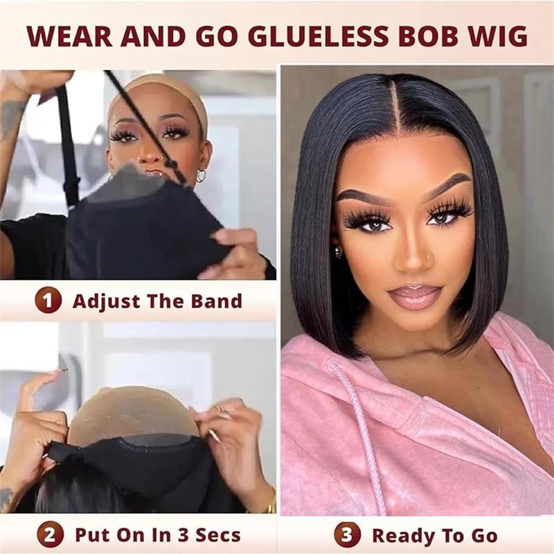 Luxurious 4x4 Transparent Lace Front Bob Wig | 100% Virgin Indian Human Hair | Glueless & Ready-to-Wear