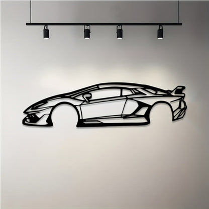 Stylish Edge Metal Line Racing Car Wall Adornment