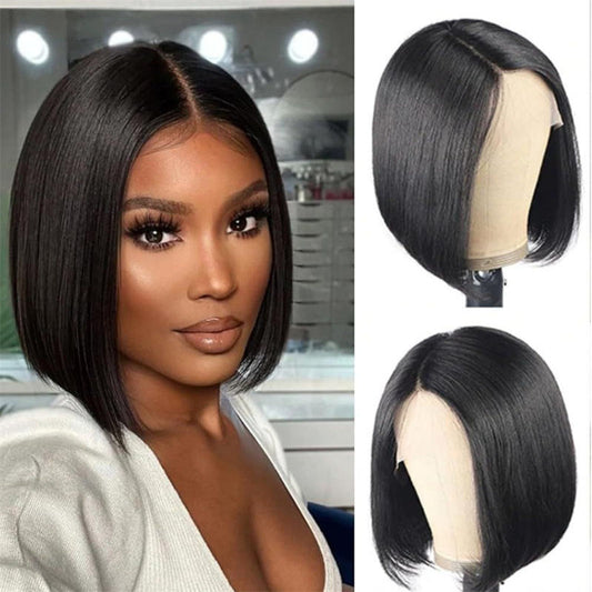 Luxurious 4x4 Transparent Lace Front Bob Wig | 100% Virgin Indian Human Hair | Glueless & Ready-to-Wear