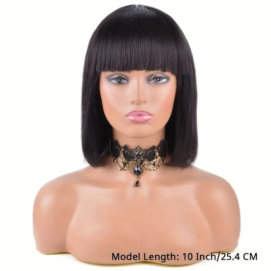 Luxurious Brazilian Remy Straight Bob Wig with Bangs